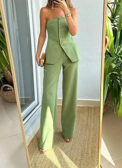 Completo Donna Bustier e Pantaloni Vita Alta - Vesarelli