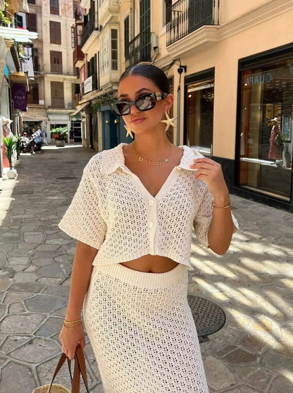 Completo Donna in Crochet e Gonna Lunga - Vesarelli