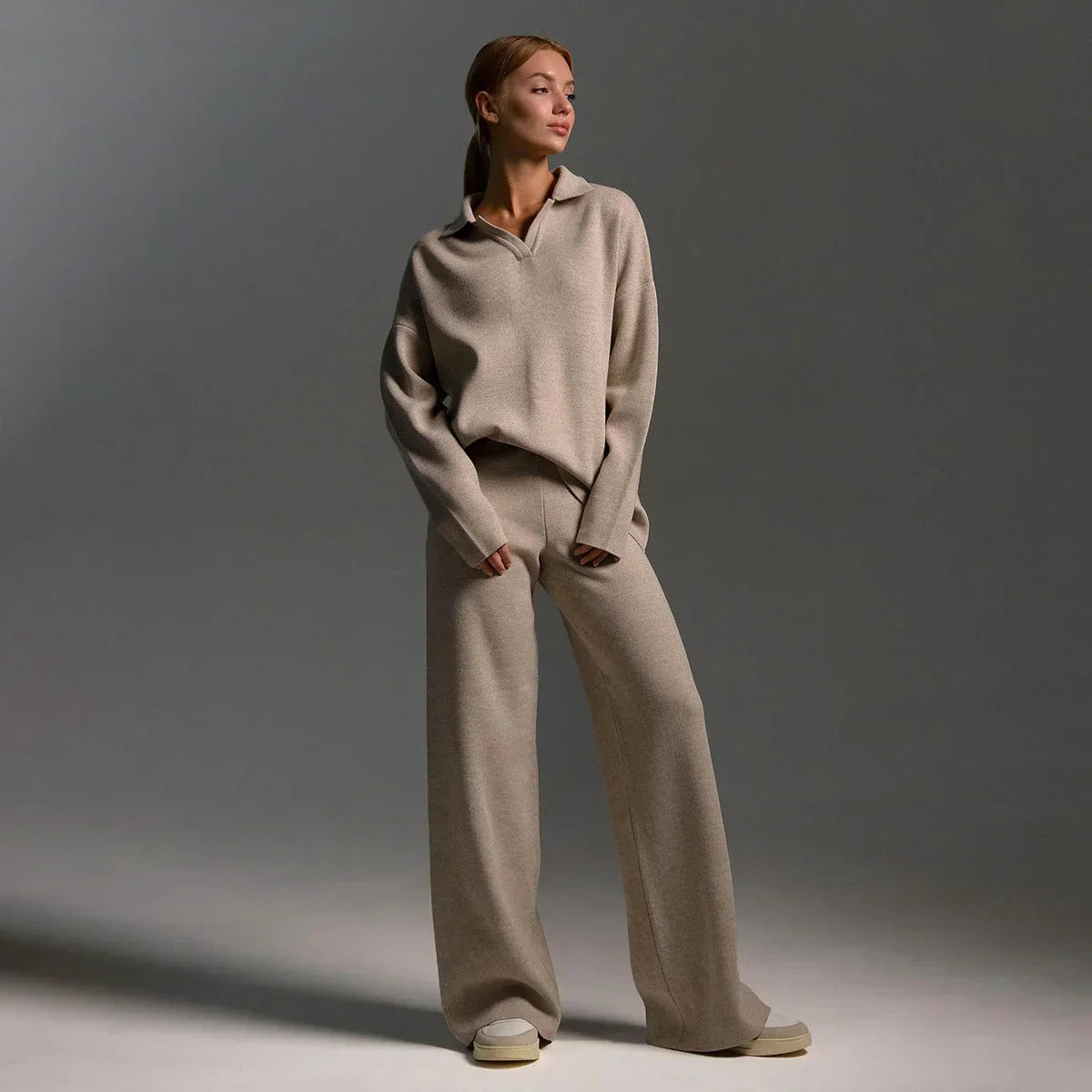 Completo Donna Camicia Collo Classico e Pantaloni Larghi - Vesarelli