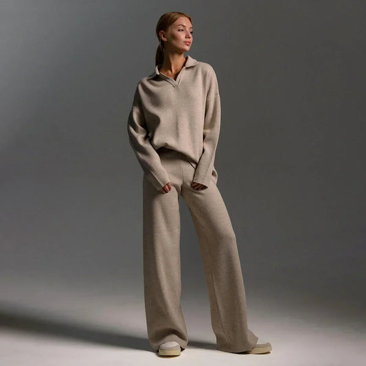Completo Donna Camicia Collo Classico e Pantaloni Larghi - Vesarelli