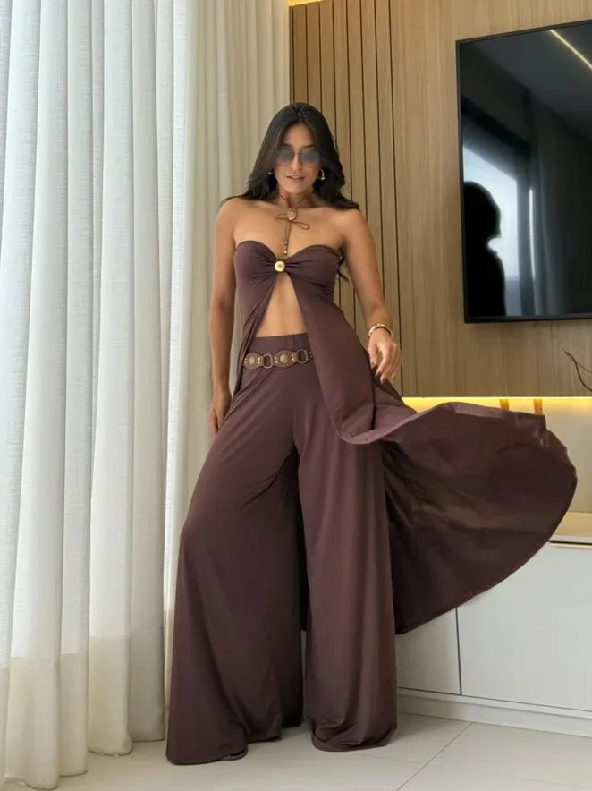 Completo Donna Due Pezzi Palazzo e Crop - Vesarelli