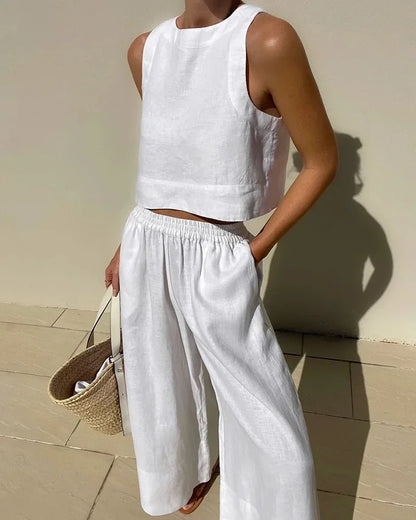 Completo Donna Senza Maniche Corto Pantaloni Fluidi - Vesarelli