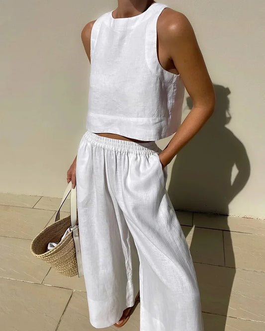 Completo Donna Senza Maniche Corto Pantaloni Fluidi - Vesarelli