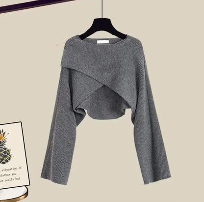 Ensemble trois pièces femme en coton mélangé, coupe élégante, motif tendance, confortable. Couleur : gris.