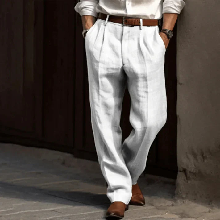Pantaloni Uomo con Pieghe Vita Regolabile