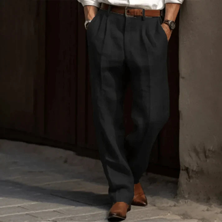 Pantaloni Uomo con Pieghe Vita Regolabile