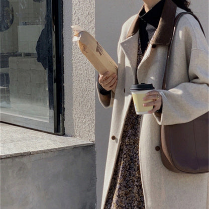 Cappotto Lungo Donna in Misto Lana Collo Classico