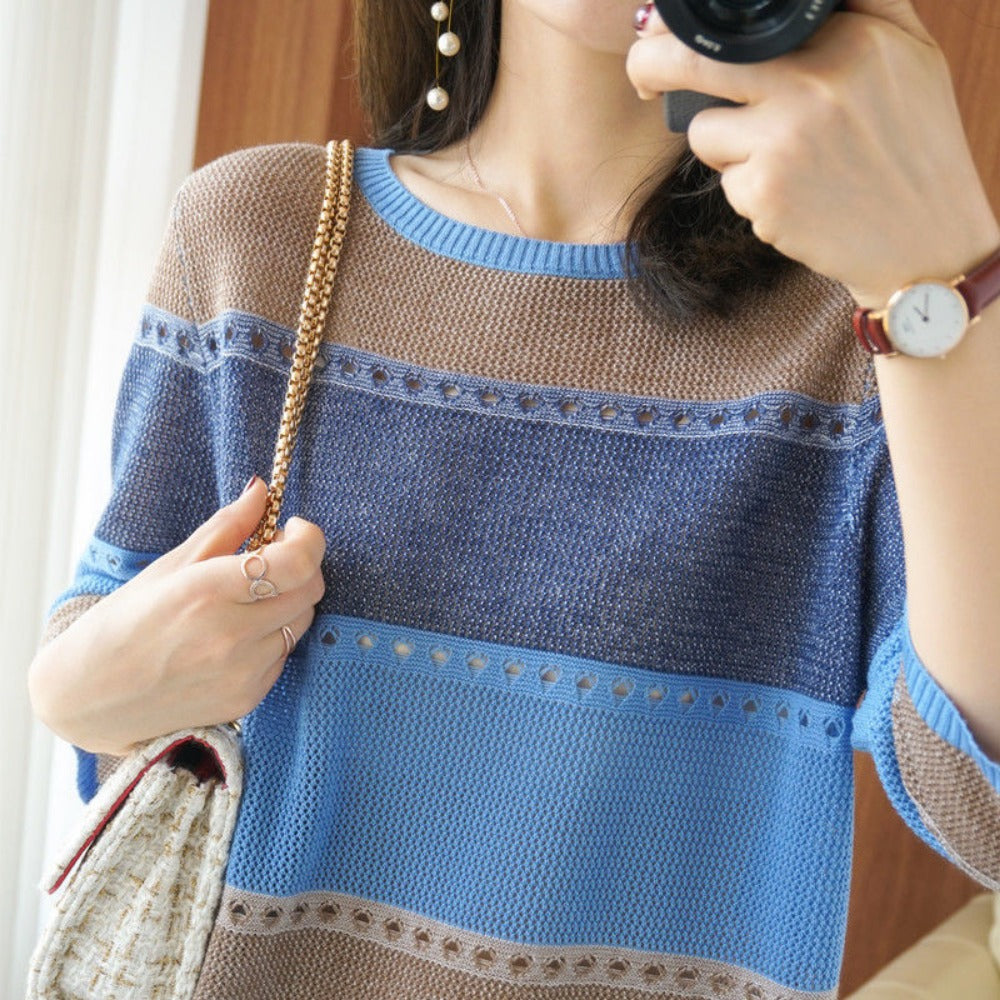 Maglione Donna in Maglia Colorblock Regular Fit