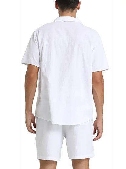 Completo Uomo Camicia Manica Corta con Bottoni e Pantaloncini