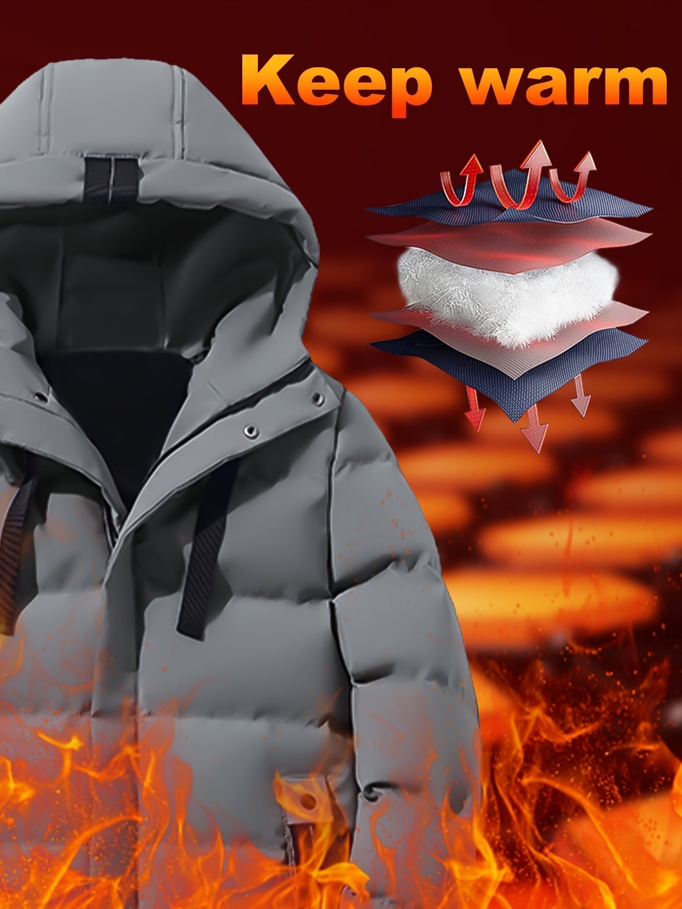 Giacca Invernale Uomo Cotone con Cappuccio e Tasche Large