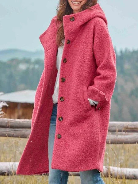 Cappotto Donna Lungo Lana Bottoni Design Elegante - Brentozzi