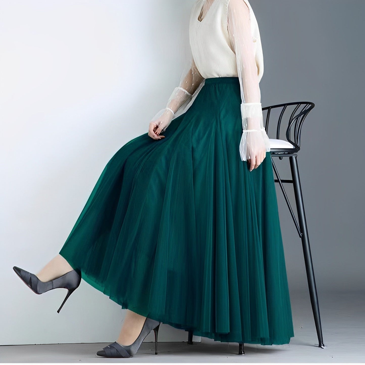 Gonna Midi Donna in Tessuto Rete Plissettata - Brentozzi