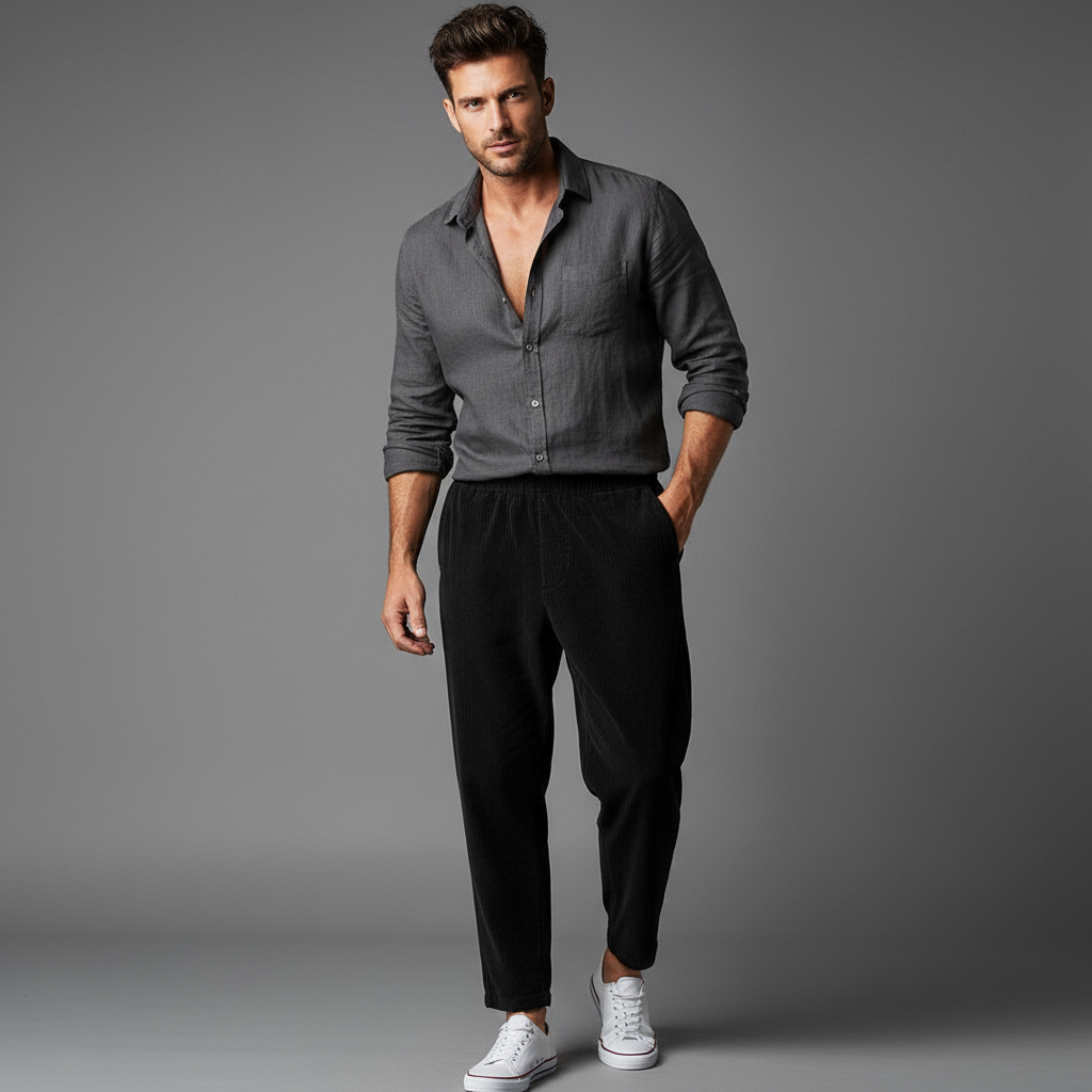 Pantaloni Uomo con Elastico Vita Lunghezza Caviglia - Brentozzi