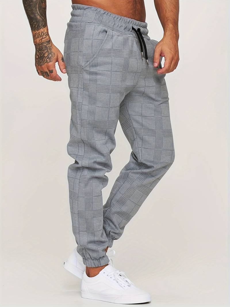Pantaloni Jogging Uomo con Motivo a Quadri Comfort