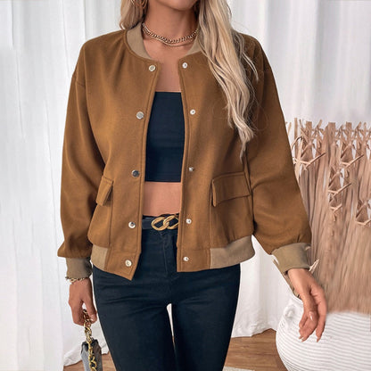 Giacca Bomber Donna con Bottoni a Pressione
