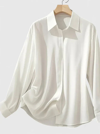 Camicia Donna in Satin con Bottoni e Manica Corta - Brentozzi