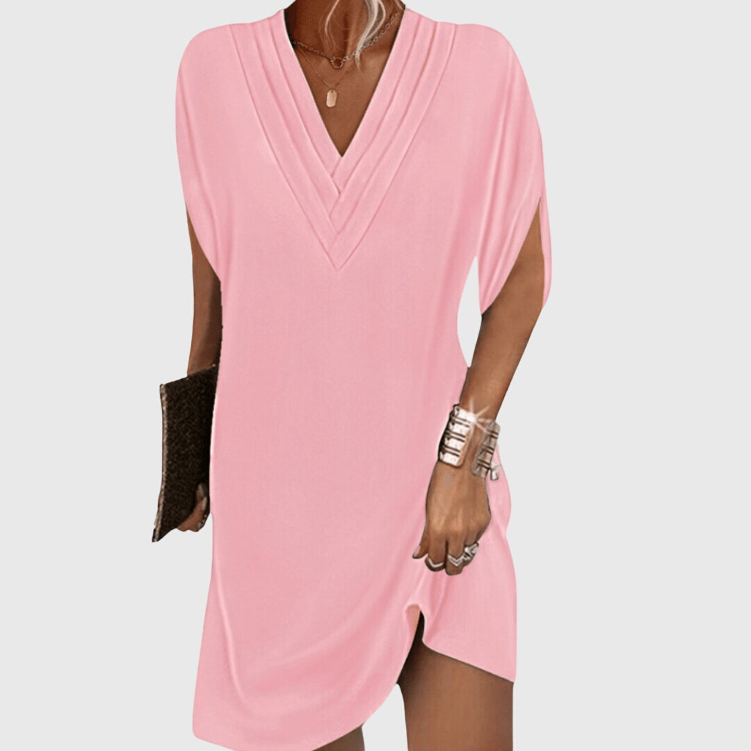 Abito Mini Donna Scollo a V Vestibilità Larga