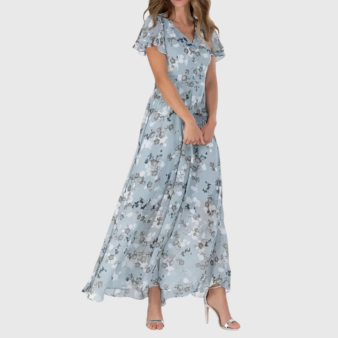 Abito Maxi Donna Scollo a V Fantasia Floreale