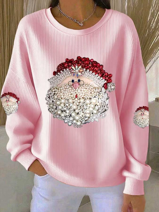 Maglione Donna con Motivo Babbo Natale Vestibilità Classica