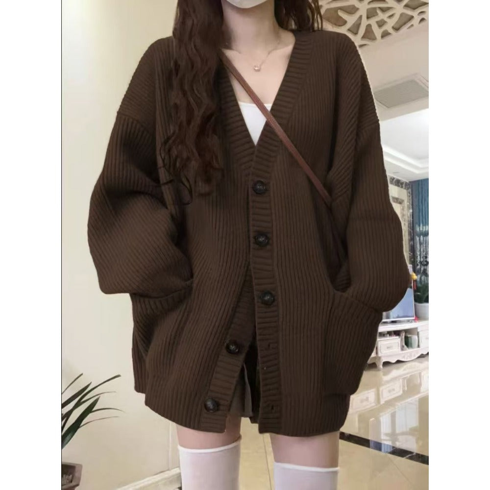 Cardigan Donna in Maglia con Bottoni Manica Lunga