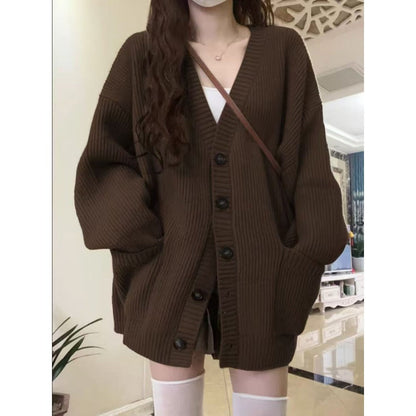 Cardigan Donna in Maglia con Bottoni Manica Lunga