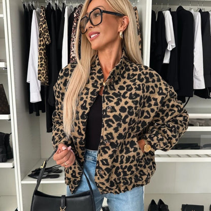 Giacca Donna con Motivo Leopardo e Chiusura a Bottoni - Brentozzi