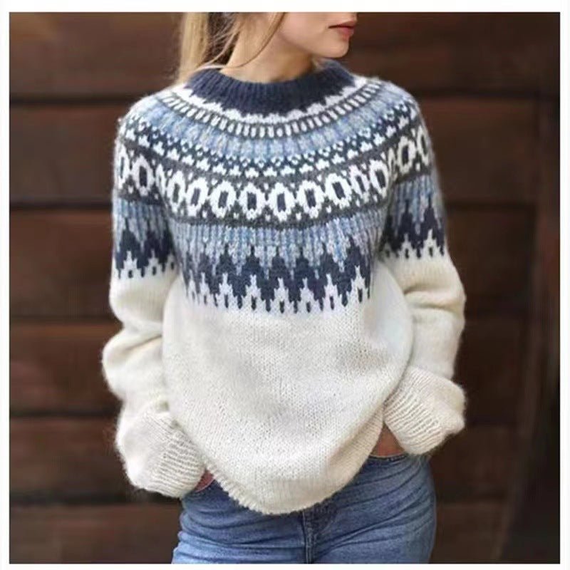 Maglione Donna Girocollo Stile Norvegesi