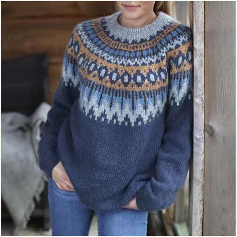 Maglione Donna Girocollo Stile Norvegesi