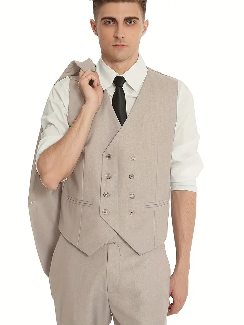 Completo Business Uomo Blazer Gilet e Pantaloni Taglio Classico - Brentozzi