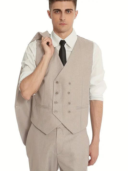 Completo Business Uomo Blazer Gilet e Pantaloni Taglio Classico - Brentozzi