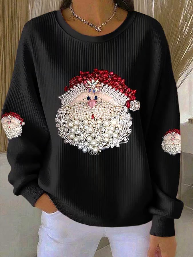 Maglione Donna con Motivo Babbo Natale Vestibilità Classica