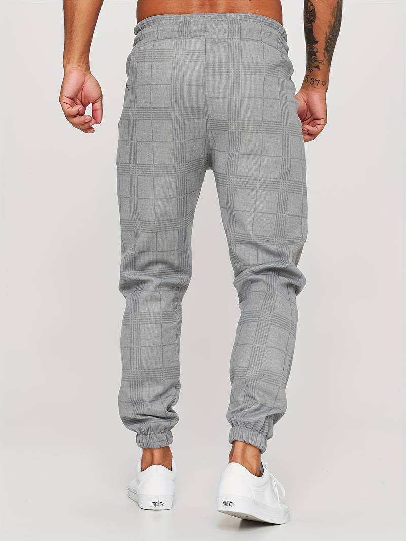 Pantaloni Jogging Uomo con Motivo a Quadri Comfort