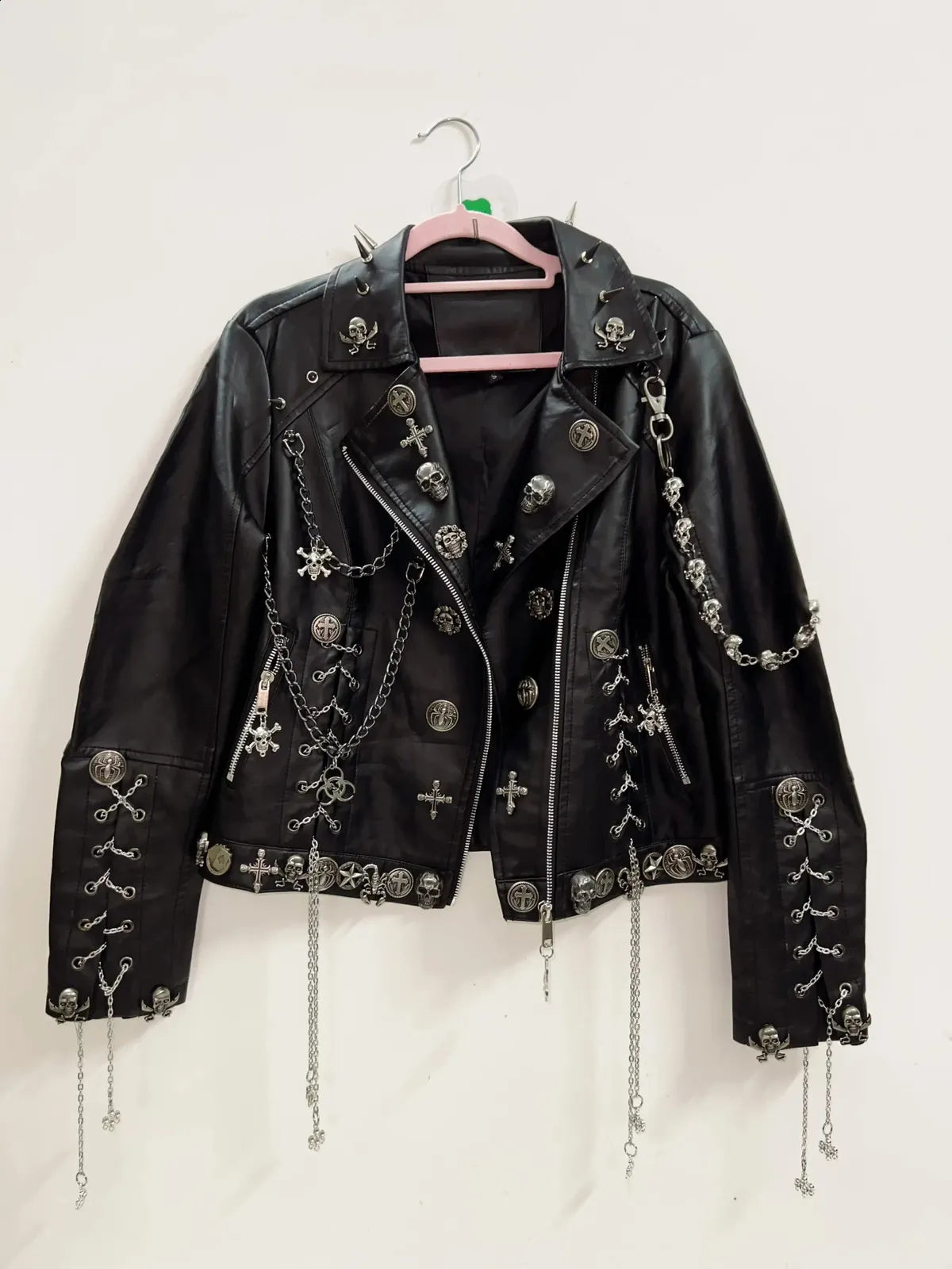 Giacca Unisex Biker con Elementi in Metallo