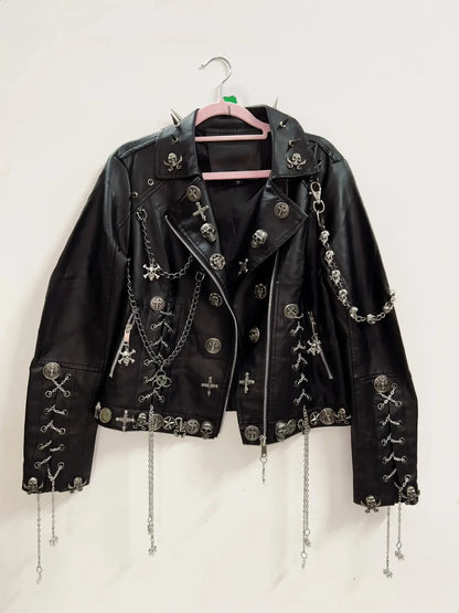 Giacca Unisex Biker con Elementi in Metallo