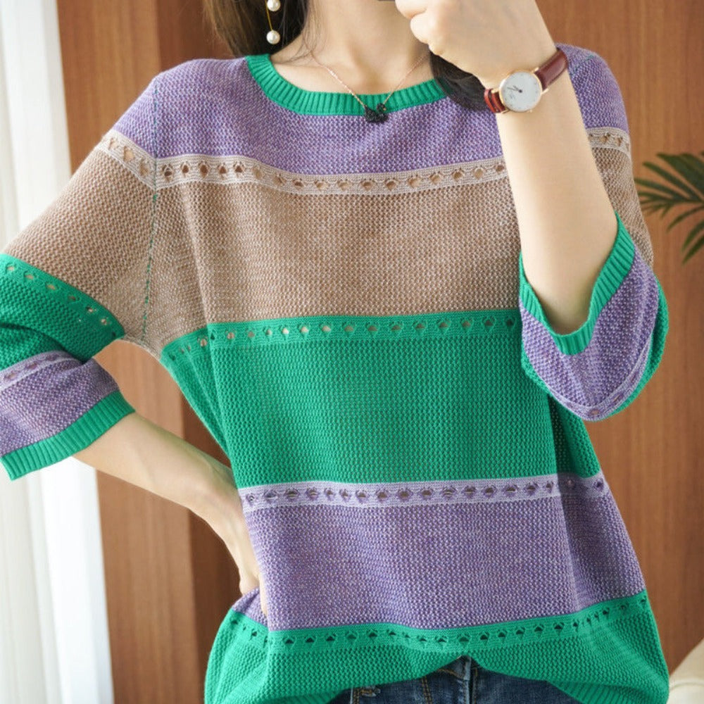 Maglione Donna in Maglia Colorblock Regular Fit - Brentozzi