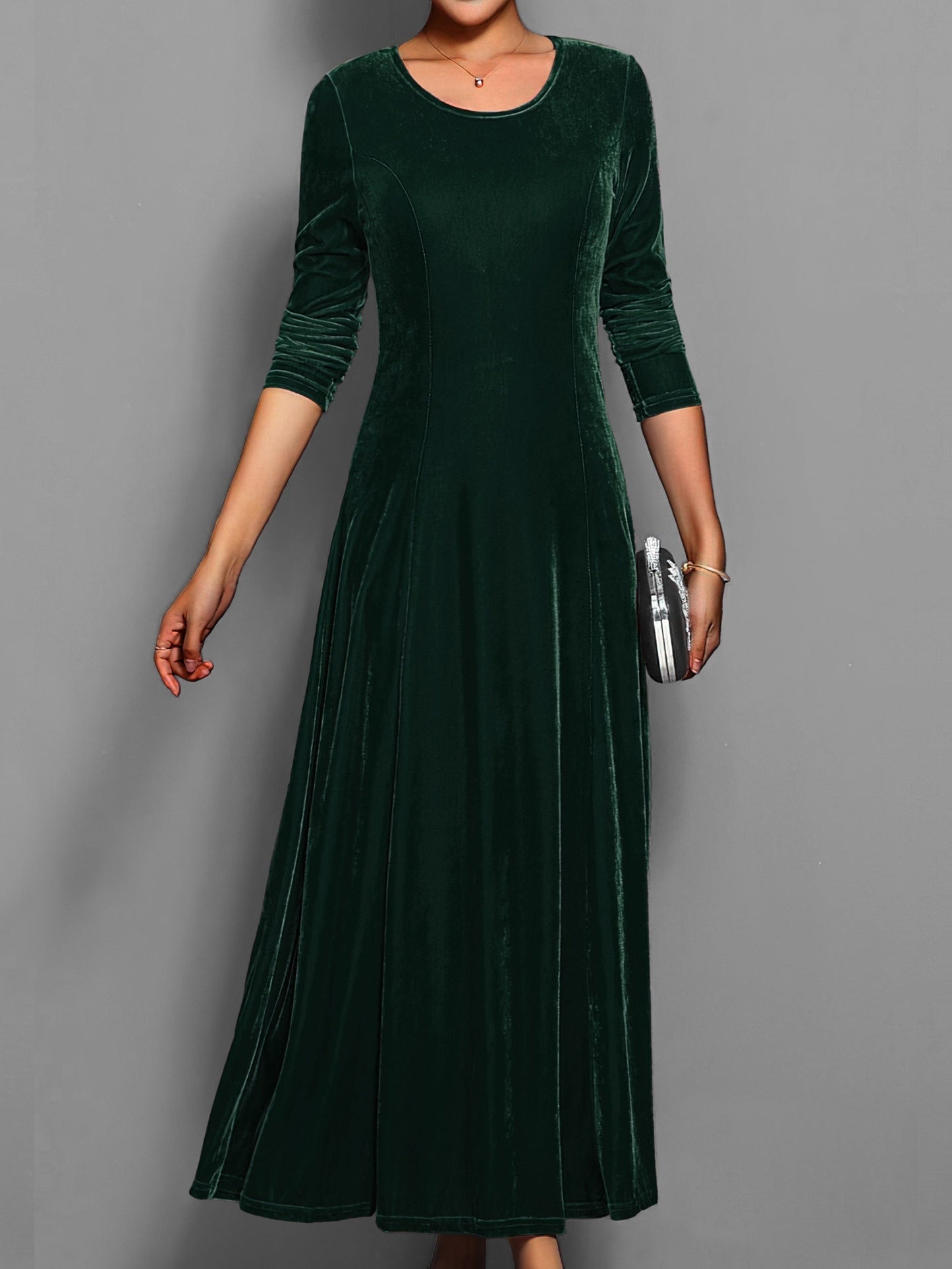 Abito Midi Donna Manica Lunga Casual Elegante Autunnale