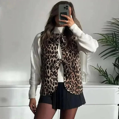 Gilet Donna Fantasia Leopardo con Fiocchi Elegante - Vesarelli