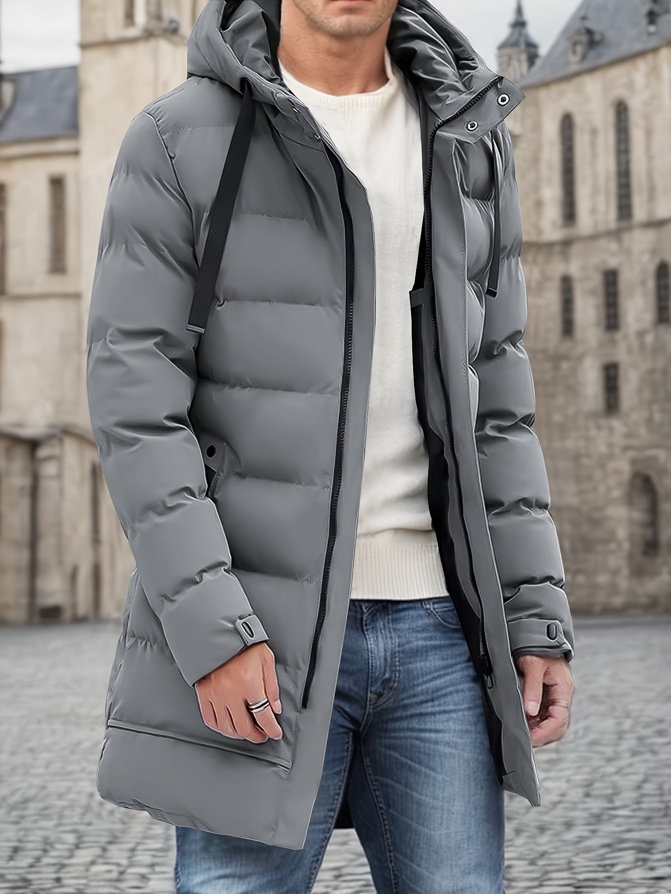 Giacca Invernale Uomo Cotone con Cappuccio e Tasche Large