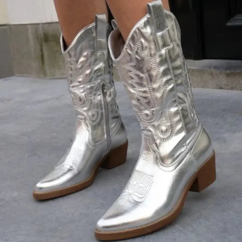 Stivali Cowboy Uomo in Metallo Eleganti