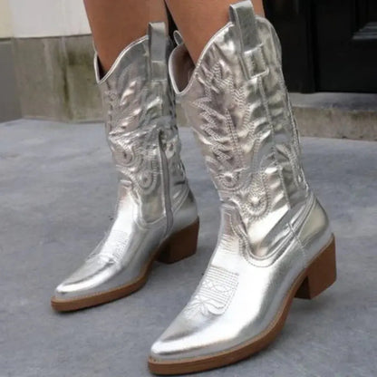 Stivali Cowboy Uomo in Metallo Eleganti