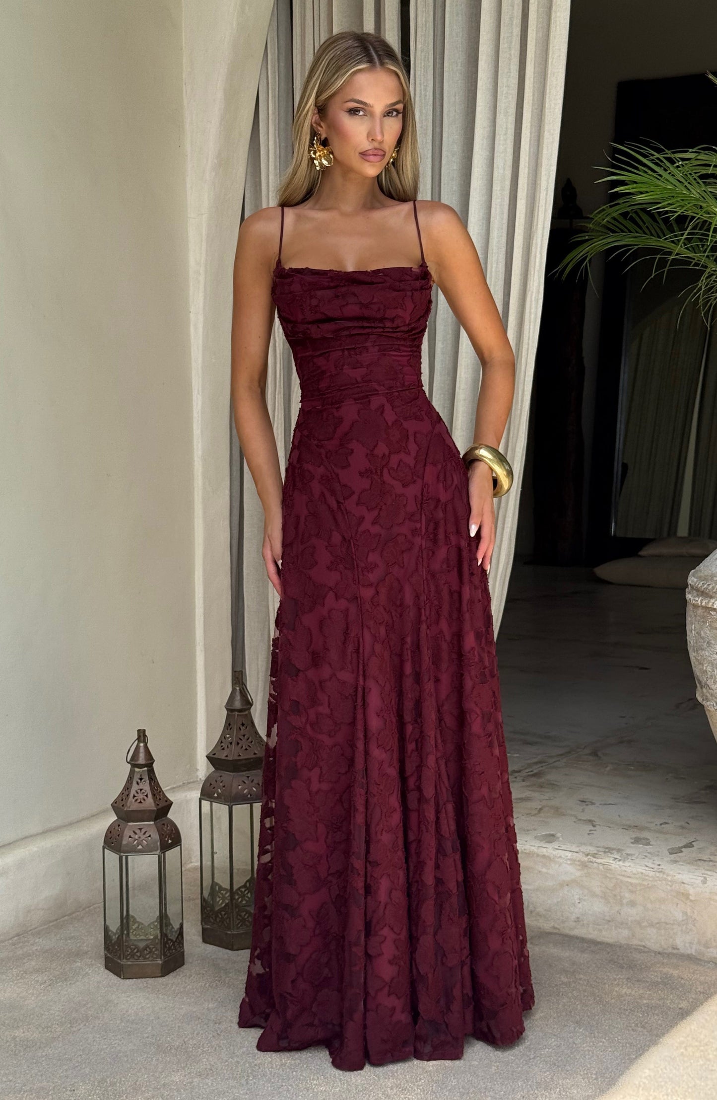 Abito Maxi Donna con Spalline Sottili Cerimonia