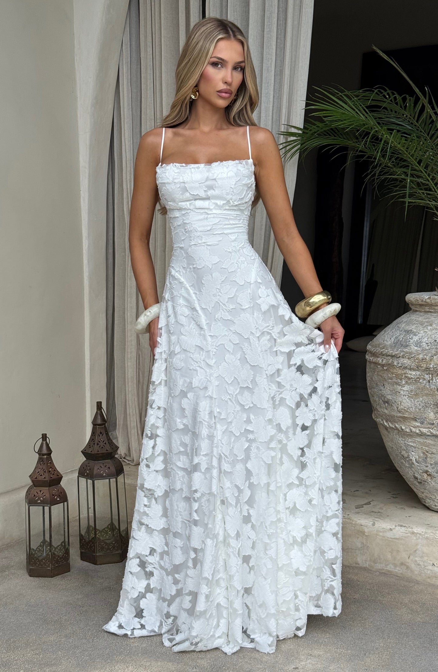 Abito Maxi Donna con Spalline Sottili Cerimonia