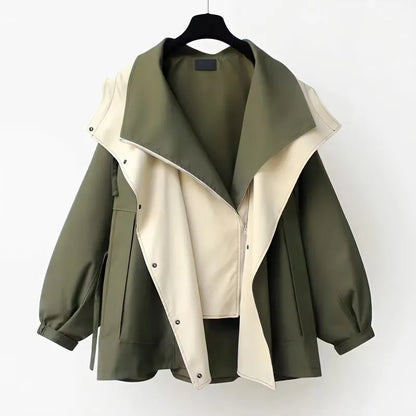 Giacca Oversize Donna con Cappuccio Design a Strati - Brentozzi