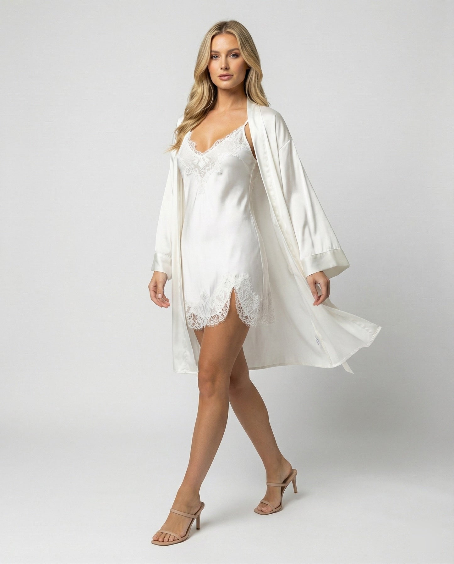 Set Lingerie Donna in Satin e Pizzo