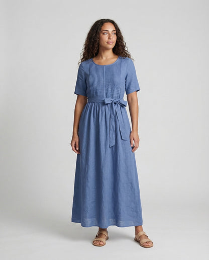 Abito Lino Donna Maxidress con Cintura