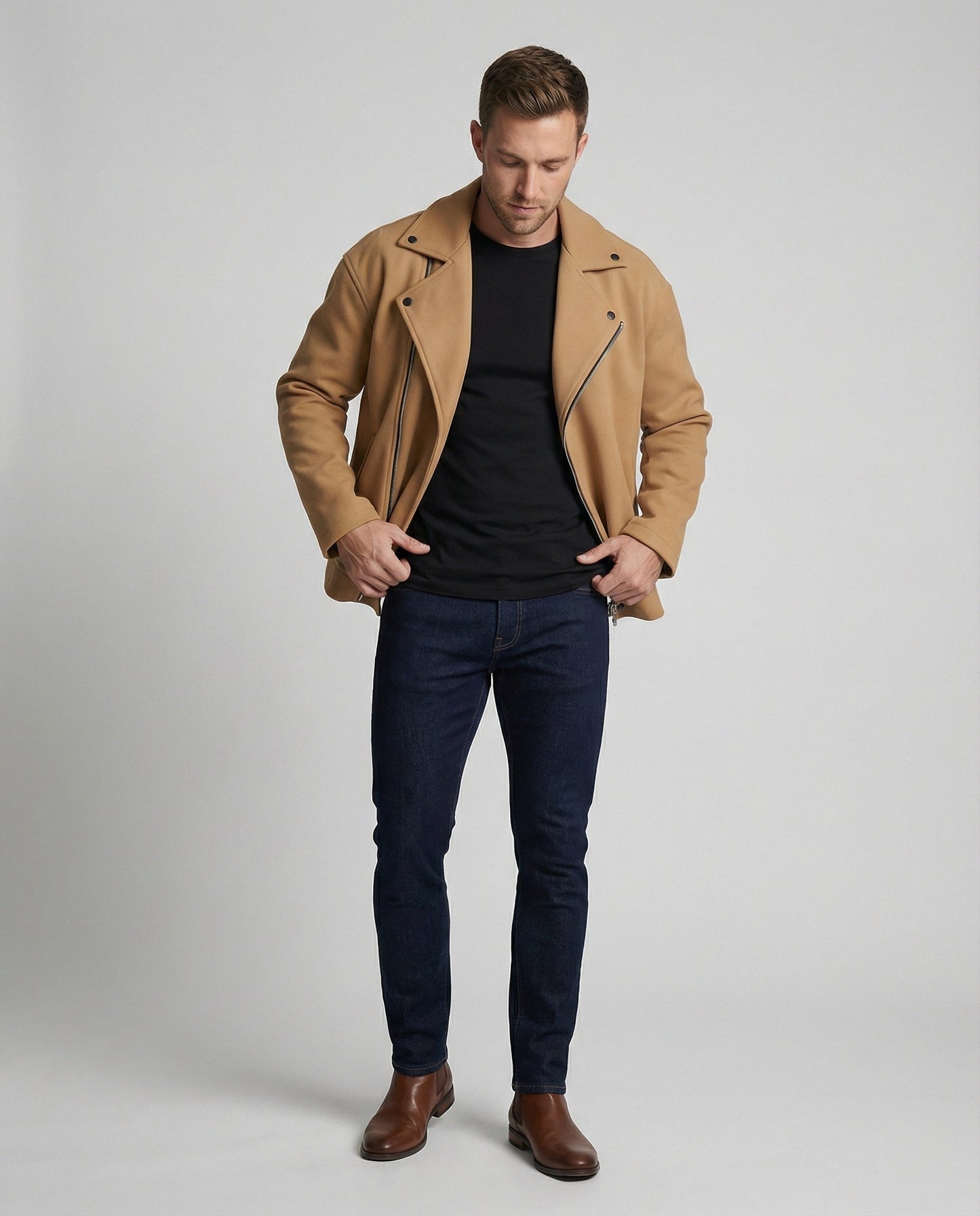Gilet Uomo in Pelle Stile Biker