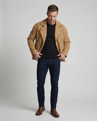 Gilet Uomo in Pelle Stile Biker
