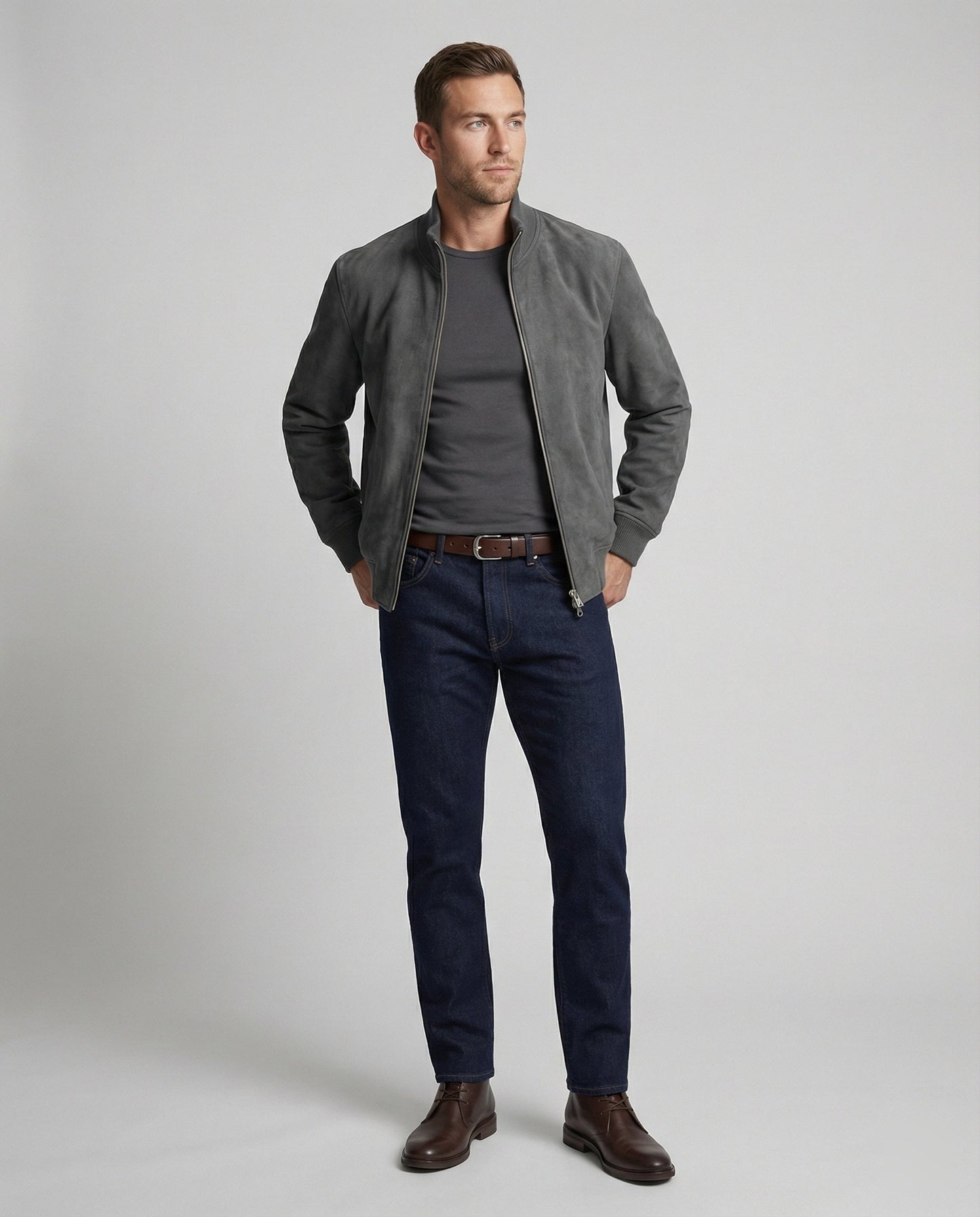 Giacca Bomber Uomo Effetto Pelle Casual