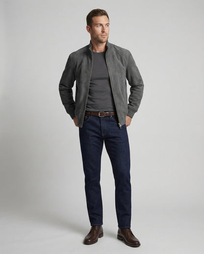 Giacca Bomber Uomo Effetto Pelle Casual