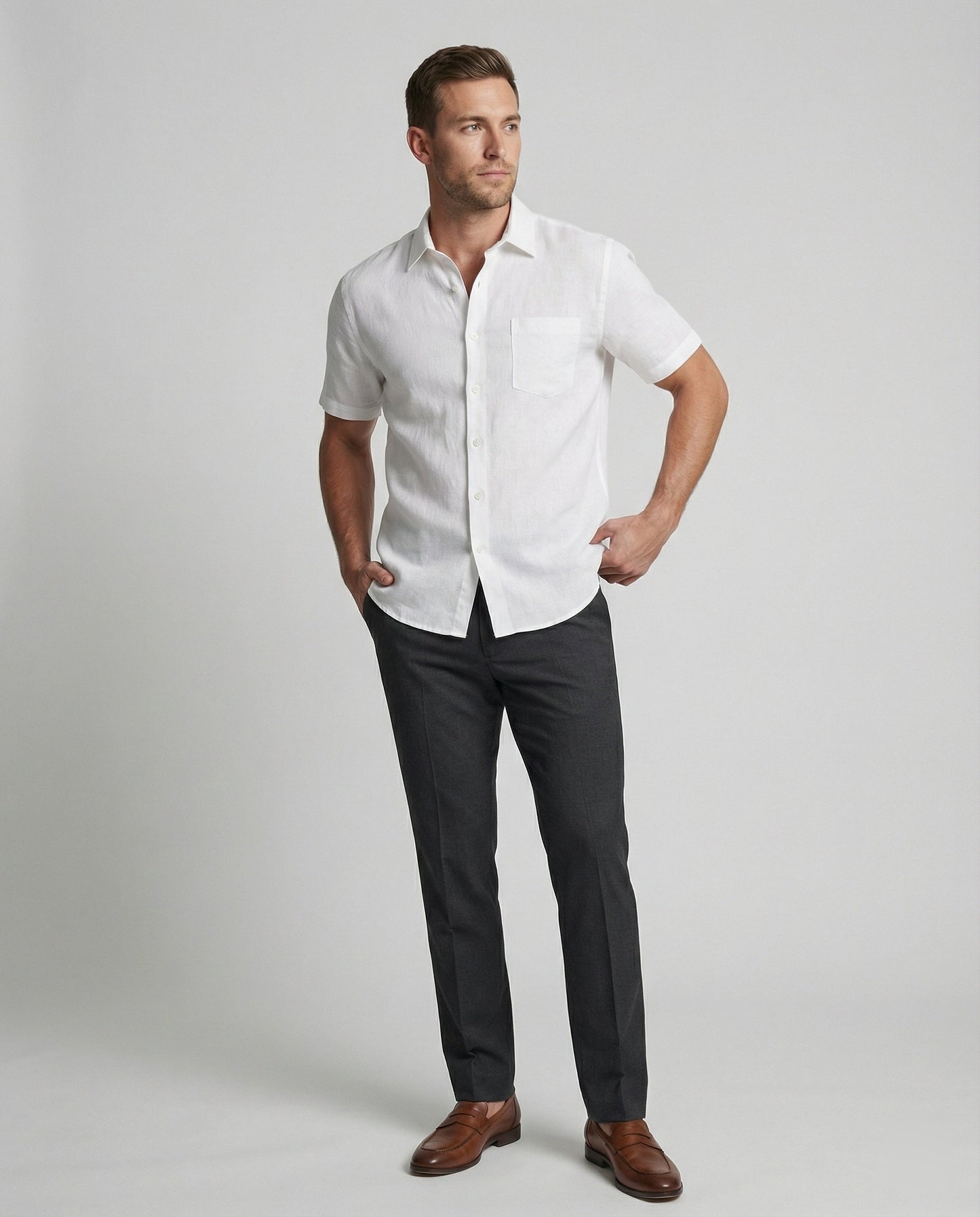 Camicia Uomo Manica Corta Cotone Stampa Palme